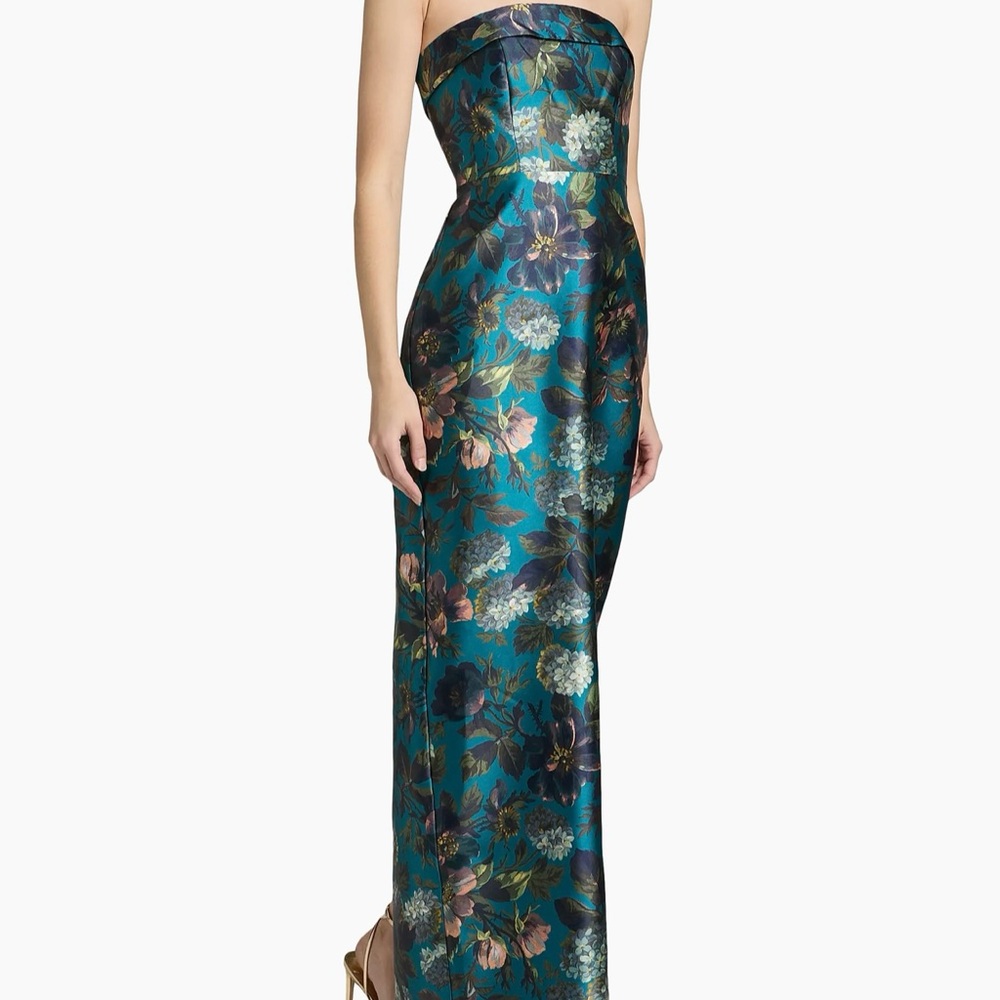 Theia Cleo Strapless Floral Gown